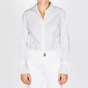 2P Banana Republic white button down shirt with black polka dots